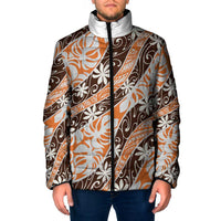 Puatou Tahiti Tiare Monstera Padded Jacket Polynesian Pattern Curve Style - Polynesian Pride