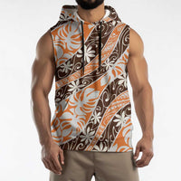 Puatou Tahiti Tiare Monstera Sleeveless Hoodie Polynesian Pattern Curve Style - Polynesian Pride