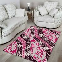 Tarona Tahiti Tiare Monstera Area Rug Polynesian Pattern Curve Style - Polynesian Pride
