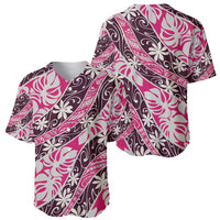 Tarona Tahiti Tiare Monstera Baseball Jersey Polynesian Pattern Curve Style - Polynesian Pride