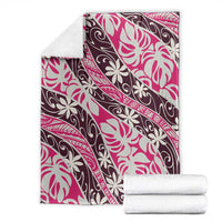 Tarona Tahiti Tiare Monstera Blanket Polynesian Pattern Curve Style - Polynesian Pride