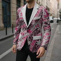 Tarona Tahiti Tiare Monstera Blazer Polynesian Pattern Curve Style - Polynesian Pride