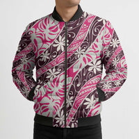 Tarona Tahiti Tiare Monstera Bomber Puffer Jacket Polynesian Pattern Curve Style - Polynesian Pride