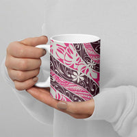 Tarona Tahiti Tiare Monstera Ceramic Mug Polynesian Pattern Curve Style - Polynesian Pride