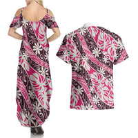 Tarona Tahiti Tiare Monstera Couples Matching Summer Maxi Dress and Hawaiian Shirt Polynesian Pattern Curve Style - Polynesian Pride