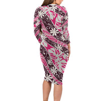 Tarona Tahiti Tiare Monstera Family Matching Long Sleeve Bodycon Dress and Hawaiian Shirt Polynesian Pattern Curve Style LT01 - Polynesian Pride