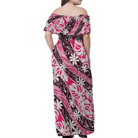 Tarona Tahiti Tiare Monstera Family Matching Off Shoulder Maxi Dress and Hawaiian Shirt Polynesian Pattern Curve Style LT01 - Polynesian Pride