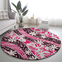 Tarona Tahiti Tiare Monstera Round Carpet Polynesian Pattern Curve Style - Polynesian Pride