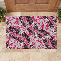Tarona Tahiti Tiare Monstera Rubber Doormat Polynesian Pattern Curve Style - Polynesian Pride