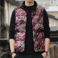 Tarona Tahiti Tiare Monstera Sleeveless Puffer Jacket Polynesian Pattern Curve Style - Polynesian Pride