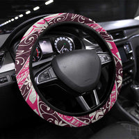 Tarona Tahiti Tiare Monstera Steering Wheel Cover Polynesian Pattern Curve Style - Polynesian Pride