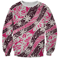 Tarona Tahiti Tiare Monstera Sweatshirt Polynesian Pattern Curve Style - Polynesian Pride