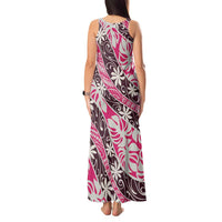 Tarona Tahiti Tiare Monstera Tank Maxi Dress Polynesian Pattern Curve Style - Polynesian Pride