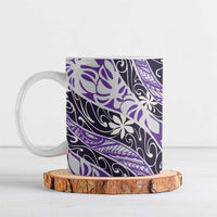 Vareau Tahiti Tiare Monstera Ceramic Mug Polynesian Pattern Curve Style - Polynesian Pride