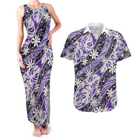 Vareau Tahiti Tiare Monstera Couples Matching Tank Maxi Dress and Hawaiian Shirt Polynesian Pattern Curve Style - Polynesian Pride