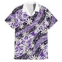 Vareau Tahiti Tiare Monstera Family Matching Long Sleeve Bodycon Dress and Hawaiian Shirt Polynesian Pattern Curve Style LT01 Dad's Shirt - Short Sleeve Purple - Polynesian Pride