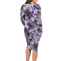 Vareau Tahiti Tiare Monstera Family Matching Long Sleeve Bodycon Dress and Hawaiian Shirt Polynesian Pattern Curve Style LT01 - Polynesian Pride
