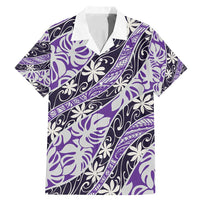 Vareau Tahiti Tiare Monstera Family Matching Mermaid Dress and Hawaiian Shirt Polynesian Pattern Curve Style LT01 Dad's Shirt - Short Sleeve Purple - Polynesian Pride