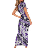 Vareau Tahiti Tiare Monstera Family Matching Short Sleeve Bodycon Dress and Hawaiian Shirt Polynesian Pattern Curve Style LT01 - Polynesian Pride