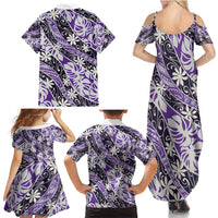 Vareau Tahiti Tiare Monstera Family Matching Summer Maxi Dress and Hawaiian Shirt Polynesian Pattern Curve Style LT01 - Polynesian Pride