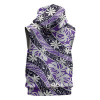 Vareau Tahiti Tiare Monstera Sleeveless Zip Hoodie Polynesian Pattern Curve Style - Polynesian Pride