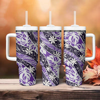 Vareau Tahiti Tiare Monstera Tumbler With Handle Polynesian Pattern Curve Style - Polynesian Pride