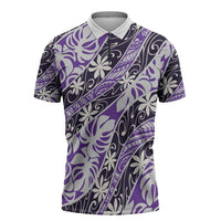 Vareau Tahiti Tiare Monstera Zipper Polo Shirt Polynesian Pattern Curve Style - Polynesian Pride