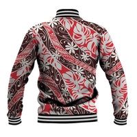 Uteute Tahiti Tiare Monstera Baseball Jacket Polynesian Pattern Curve Style - Polynesian Pride