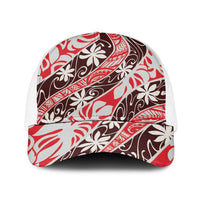 Uteute Tahiti Tiare Monstera Baseball Net Cap Polynesian Pattern Curve Style - Polynesian Pride