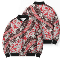 Uteute Tahiti Tiare Monstera Bomber Puffer Jacket Polynesian Pattern Curve Style - Polynesian Pride