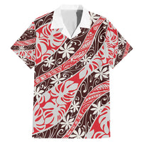 Uteute Tahiti Tiare Monstera Family Matching Mermaid Dress and Hawaiian Shirt Polynesian Pattern Curve Style LT01 Dad's Shirt - Short Sleeve Red - Polynesian Pride