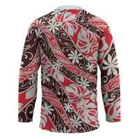 Uteute Tahiti Tiare Monstera Hockey Jersey Polynesian Pattern Curve Style - Polynesian Pride