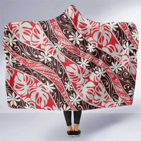 Uteute Tahiti Tiare Monstera Hooded Blanket Polynesian Pattern Curve Style - Polynesian Pride