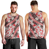 Uteute Tahiti Tiare Monstera Men Tank Top Polynesian Pattern Curve Style - Polynesian Pride