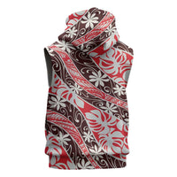 Uteute Tahiti Tiare Monstera Sleeveless Zip Hoodie Polynesian Pattern Curve Style - Polynesian Pride