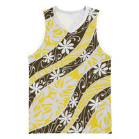 Rearea Tahiti Tiare Monstera Basketball Jersey Polynesian Pattern Curve Style - Polynesian Pride