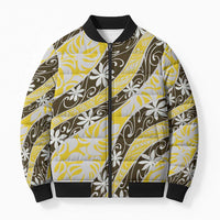Rearea Tahiti Tiare Monstera Bomber Puffer Jacket Polynesian Pattern Curve Style - Polynesian Pride