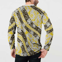 Rearea Tahiti Tiare Monstera Button Sweatshirt Polynesian Pattern Curve Style - Polynesian Pride