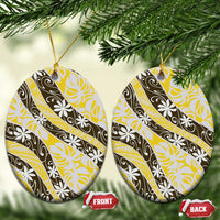 Rearea Tahiti Tiare Monstera Ceramic Ornament Polynesian Pattern Curve Style - Polynesian Pride