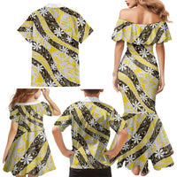 Rearea Tahiti Tiare Monstera Family Matching Mermaid Dress and Hawaiian Shirt Polynesian Pattern Curve Style LT01 - Polynesian Pride