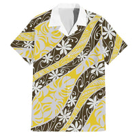 Rearea Tahiti Tiare Monstera Family Matching Mermaid Dress and Hawaiian Shirt Polynesian Pattern Curve Style LT01 Dad's Shirt - Short Sleeve Yellow - Polynesian Pride
