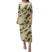 Rearea Tahiti Tiare Monstera Family Matching Puletasi and Hawaiian Shirt Polynesian Pattern Curve Style - Polynesian Pride