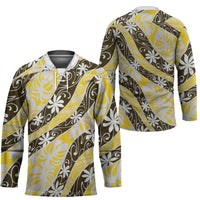 Rearea Tahiti Tiare Monstera Hockey Jersey Polynesian Pattern Curve Style - Polynesian Pride