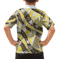 Rearea Tahiti Tiare Monstera Kid Hawaiian Shirt Polynesian Pattern Curve Style - Polynesian Pride