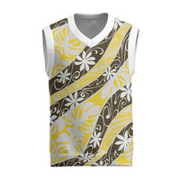 Rearea Tahiti Tiare Monstera Christmas Knitted V-Neck Vest Polynesian Pattern Curve Style - Polynesian Pride