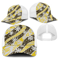 Rearea Tahiti Tiare Monstera Mesh Trucker Cap Polynesian Pattern Curve Style - Polynesian Pride