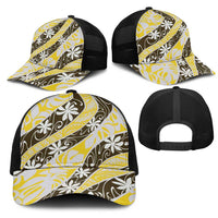 Rearea Tahiti Tiare Monstera Mesh Trucker Cap Polynesian Pattern Curve Style - Polynesian Pride