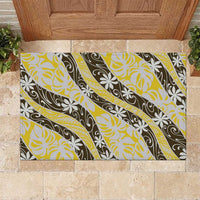 Rearea Tahiti Tiare Monstera Rubber Doormat Polynesian Pattern Curve Style - Polynesian Pride