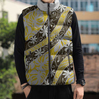 Rearea Tahiti Tiare Monstera Sleeveless Puffer Jacket Polynesian Pattern Curve Style - Polynesian Pride