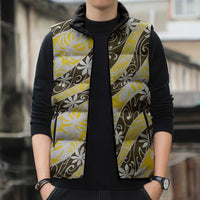 Rearea Tahiti Tiare Monstera Sleeveless Puffer Jacket Polynesian Pattern Curve Style - Polynesian Pride